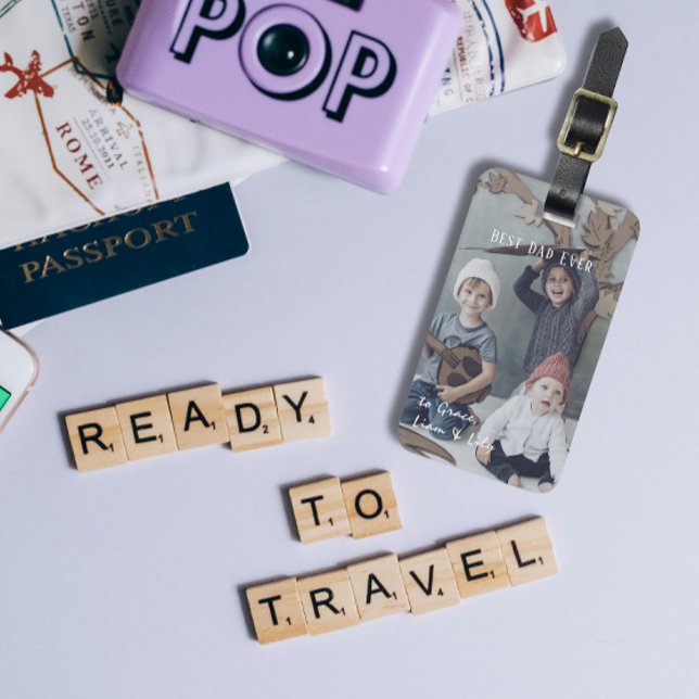 Étiquette À Bagage Balise simple photo de la meilleure photo de papa  (Simple Best Dad Ever Photo Luggage Tag
)