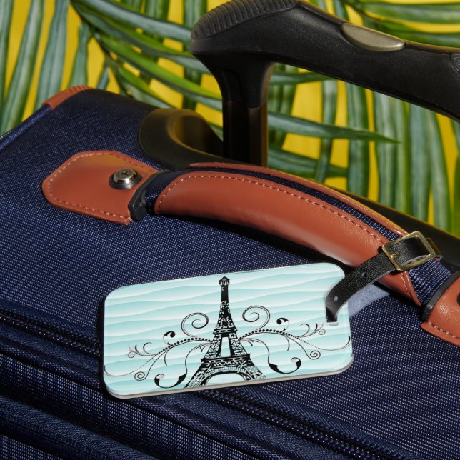 Étiquette À Bagage Balise turquoise de bagages Tour Eiffel (Insitu Rectoal 3)