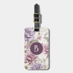 Étiquette À Bagage Balise vintage de bagage violet Floral