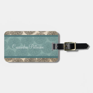 Étiquette À Bagage Balise Vintage turquoise de bagages Zinnia
