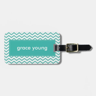 Étiquette À Bagage BALISER TAG :: simple en gras chevron jade