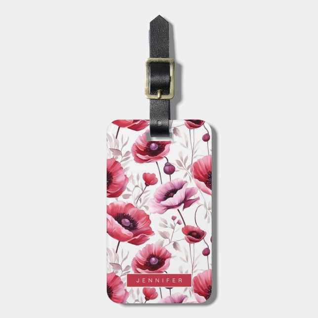 Étiquette À Bagage Balises de bagage à fleurs de pavot (Devant Vertical)