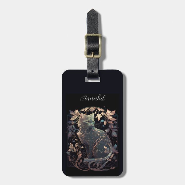 Étiquette À Bagage Balises de bagage Art Nouveau Chat (Devant Vertical)