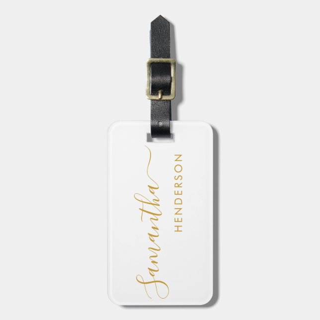 Étiquette À Bagage Balises de bagage blanc et or Mariage Table Plan/F (Devant Vertical)