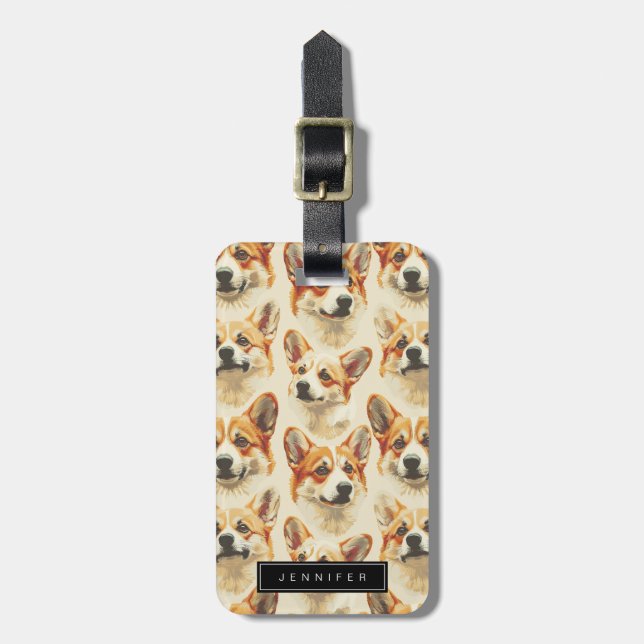 Étiquette À Bagage Balises de bagage Corgi (Devant Vertical)