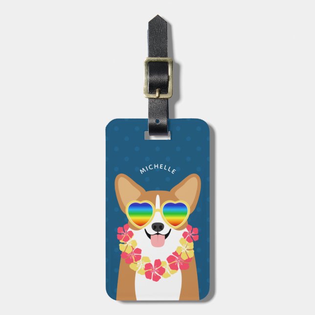 Étiquette À Bagage Balises de bagage Corgi (Devant Vertical)