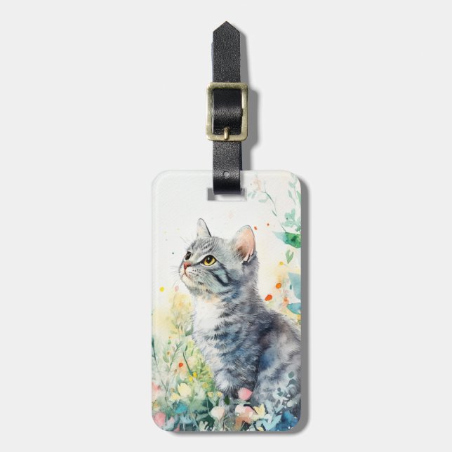 Étiquette À Bagage Balises de bagage de chat (Devant Vertical)