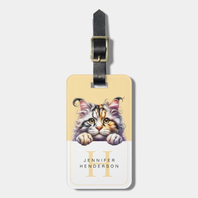 Étiquette À Bagage Balises de bagage de chat (Devant Vertical)
