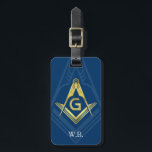 Étiquette À Bagage Balises de bagage maçonnique | Marine Blue Gold Fr<br><div class="desc">Les étiquettes de bagage maçonniques font pour un grand cadeau personnalisé pour vous-même ou un autre compagnon freemason. Le design moderne et élégant est orné d'un carré doré et d'une boussole symbole de la franc-maçonnerie sur un arrière - plan bleu marine. En dessous de ce logo est une zone pour...</div>