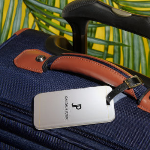 Étiquette À Bagage Balises de bagage Monogram Gold Silver Look Elegan