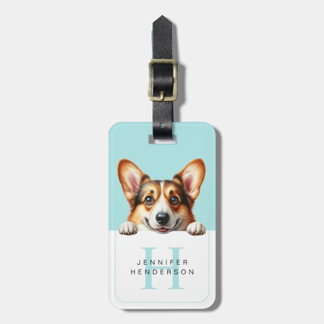 Étiquette À Bagage Balises de bagage pour chien de Corgi (Devant Vertical)