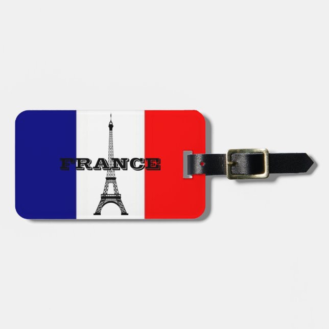 Étiquette À Bagage Balises de bagages avec drapeau de la France et to (Devant horizontal)