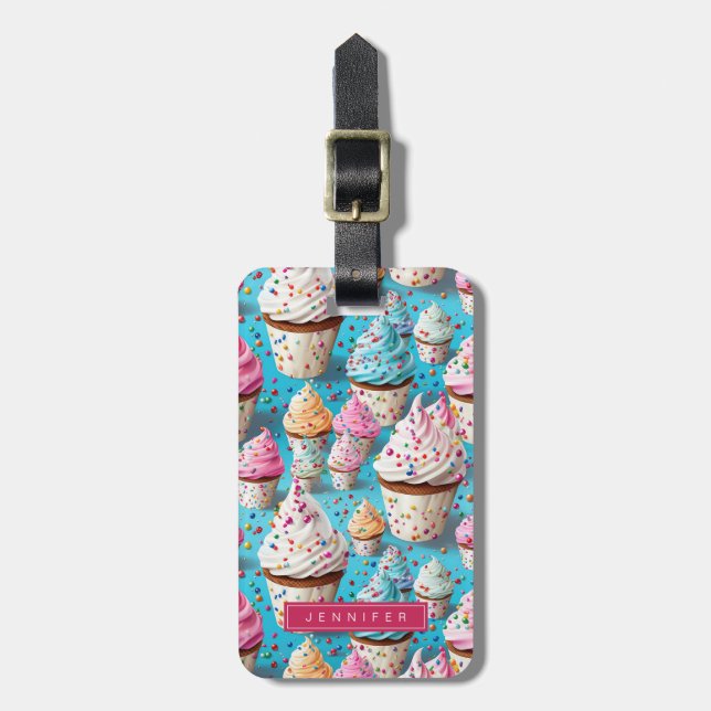 Étiquette À Bagage Balises des bagages Cupcake (Devant Vertical)