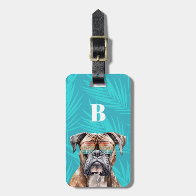 Étiquette À Bagage Balises des bagages de chien de boxer (Devant Vertical)