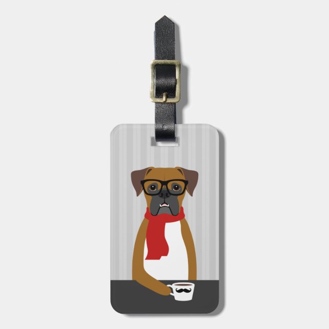 Étiquette À Bagage Balises des bagages de chien de boxer (Devant Vertical)