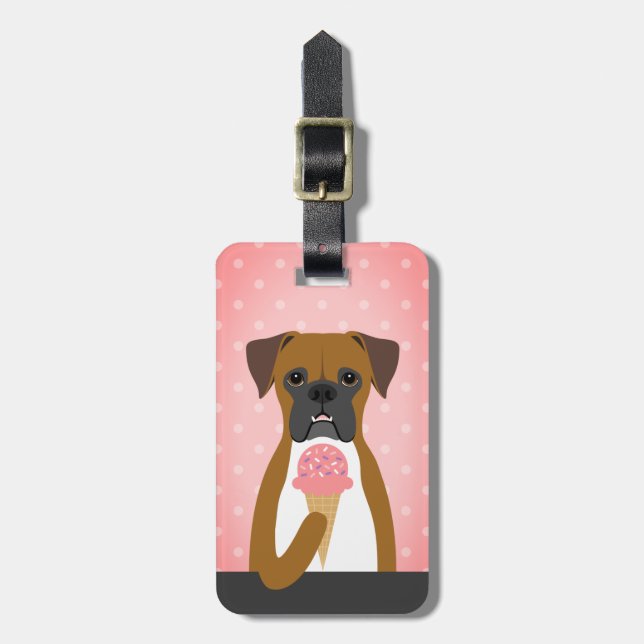 Étiquette À Bagage Balises des bagages de chien de boxer (Devant Vertical)