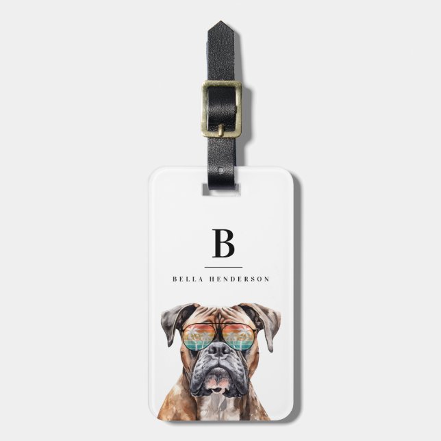 Étiquette À Bagage Balises des bagages de chien de boxer (Devant Vertical)