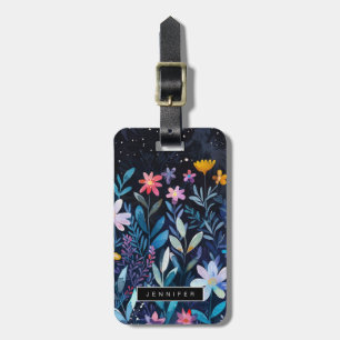 Étiquette À Bagage Balises des bagages Fleurs noires