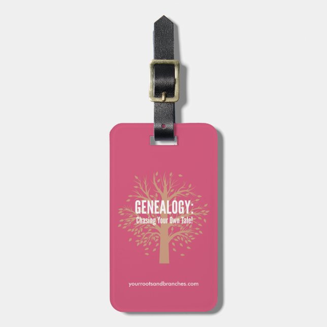 Étiquette À Bagage Balises des bagages généalogiques (rose) (Devant Vertical)