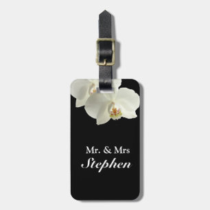 Étiquette À Bagage Balises du Mariage de l'orchidée blanche pour lune