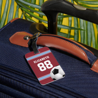 Étiquette À Bagage Balle de soccer Jersey Claret Blue Stripes