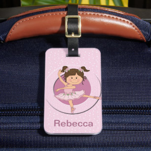 Étiquette À Bagage Ballerina rose mignon personnalisée