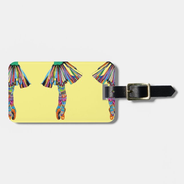 Étiquette À Bagage Ballerine heureuse (Devant horizontal)