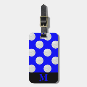 Étiquette À Bagage Balles de golf blanches Monogram, Bleu