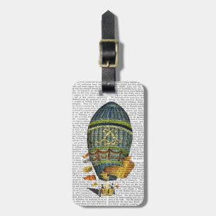 Étiquette À Bagage Ballons à air chaud cylindrique bleu