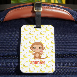 Étiquette À Bagage Banana Baby Monkey Joyeux anniversaire