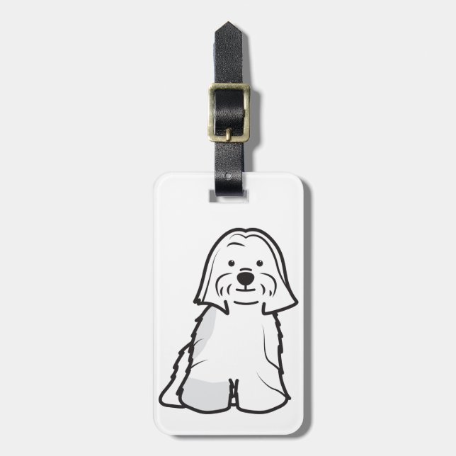 Étiquette À Bagage Bande dessinée de chien de Lhasa Apso (Devant Vertical)