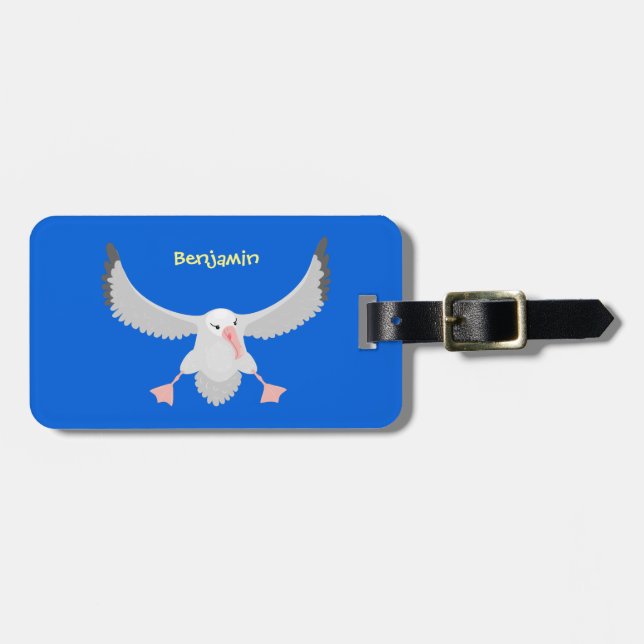 Étiquette À Bagage Bande dessinée de l'oiseau mûre albatros (Devant horizontal)