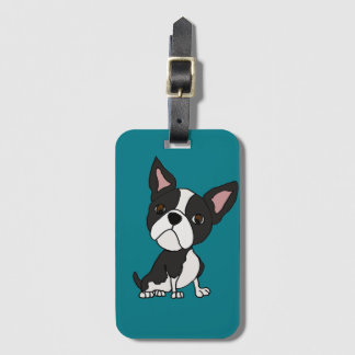 Étiquette À Bagage Bande dessinée drôle de chiot de Boston Terrier