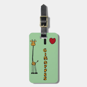 Étiquette À Bagage Bande dessinée drôle de girafes d'amour d'I