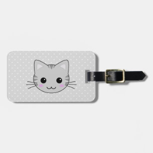 Étiquette À Bagage Bande dessinée grise mignonne de chat tigré de