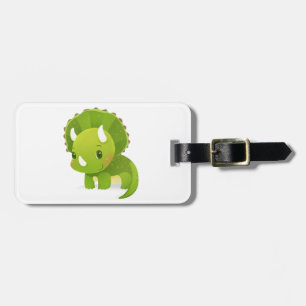 Étiquette À Bagage bande dessinée mignonne de dinosaure de bébé vert
