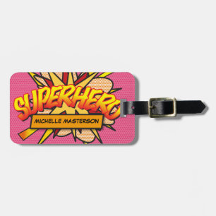 Étiquette À Bagage Bande dessinée personnalisée Pop Art SUPERHÉROS
