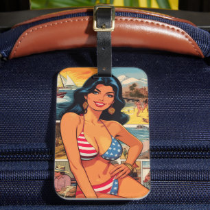 Étiquette À Bagage Bande dessinée pour filles été vintage