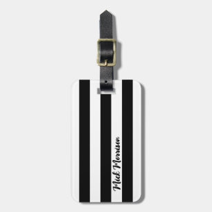 Étiquette À Bagage bandes blanches noires avec nom