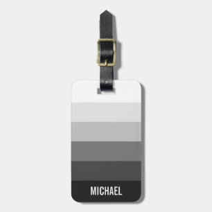 Étiquette À Bagage Bandes de dégradé noir et blanc avec nom