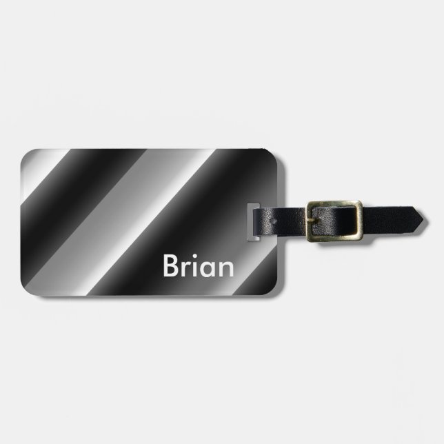 Étiquette À Bagage Bandes diagonales noires et blanches étonnantes (Devant horizontal)