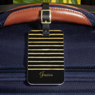 Étiquette À Bagage Bandes modernes de noir et d'or