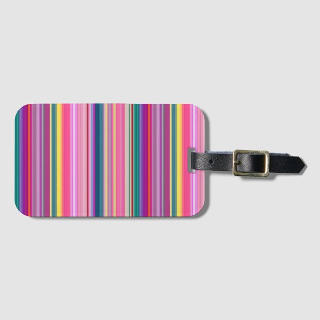 Étiquette À Bagage Bandes multicolores rétro (Devant Horizontal)