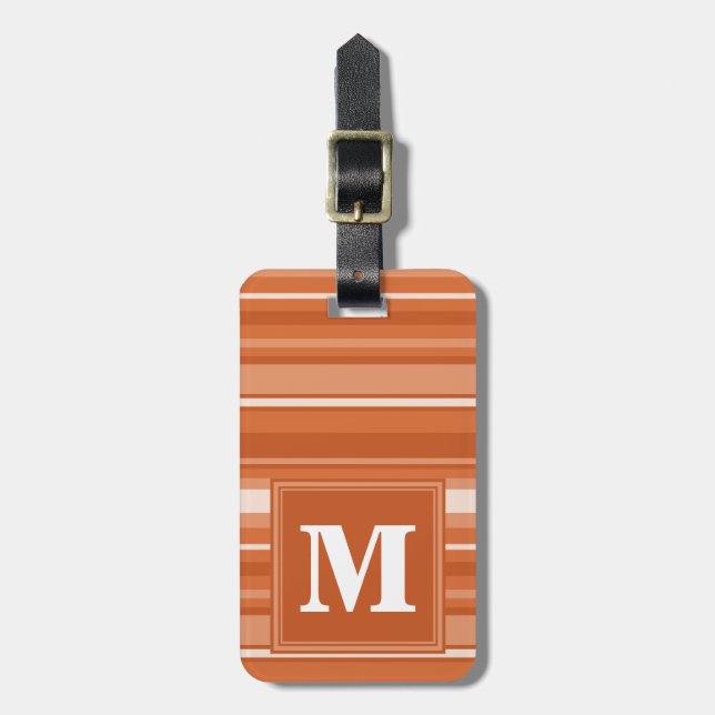 Étiquette À Bagage Bandes orange monogrammes (Devant Vertical)