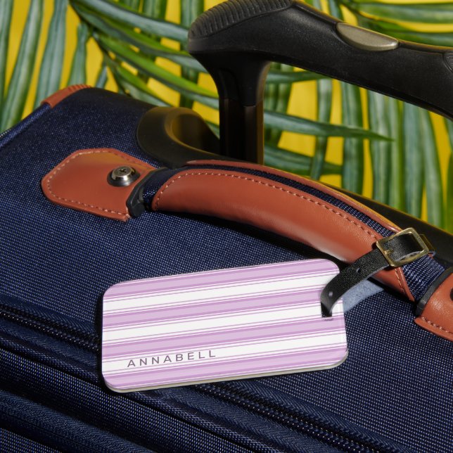 Étiquette À Bagage Bandes verticales violettes et blanches nom person (Insitu Rectoal 3)