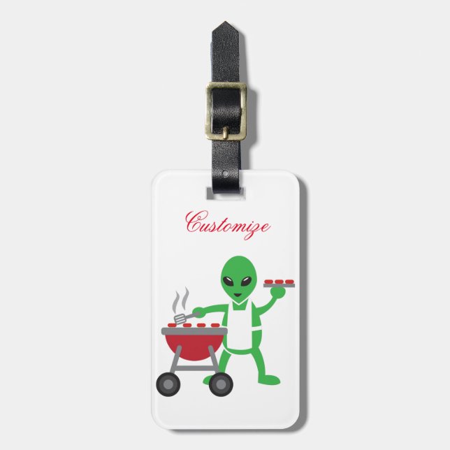 Étiquette À Bagage Barbecue Alien Cuisine Thunder_Cove (Devant Vertical)