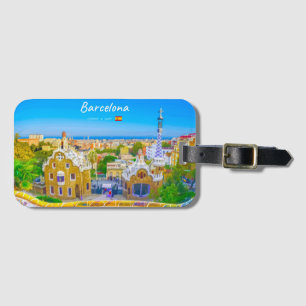 Étiquette À Bagage Barcelone, Espagne - Parc Guell Mosaïque Gaudi