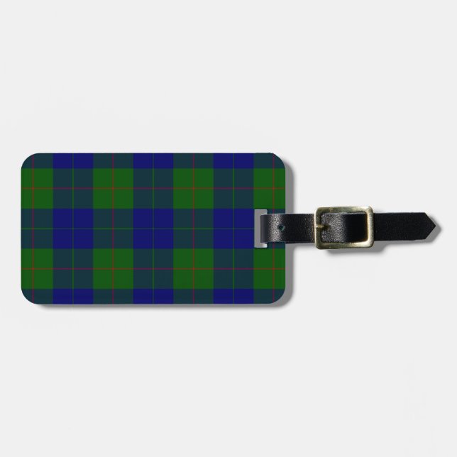Étiquette À Bagage Barclay tartan bleu vert plaid (Devant horizontal)
