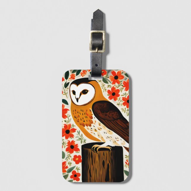 Étiquette À Bagage Barn Owl (Devant Vertical)