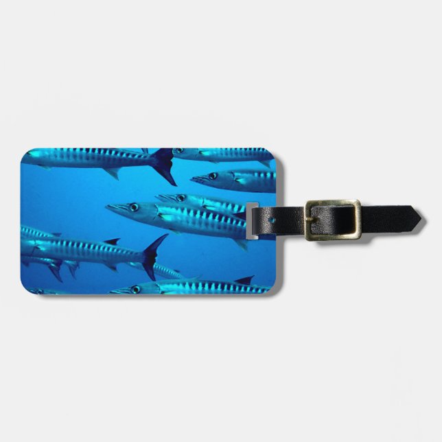 Étiquette À Bagage barracuda plongée mer profonde océan eau tropicale (Devant horizontal)